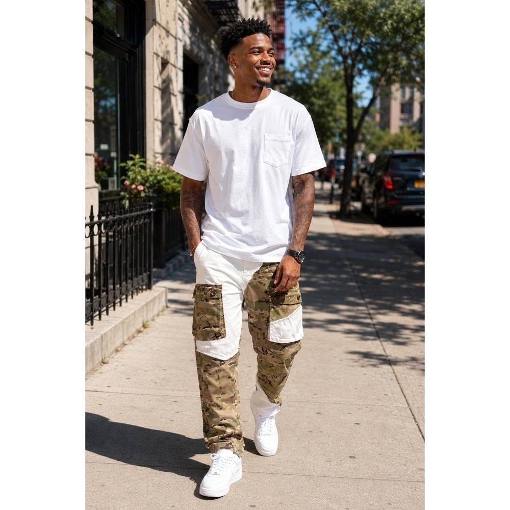 Jordan Craig Sean Legacy Edition Camo White Patchwork Cargo Pants Mens 38x32